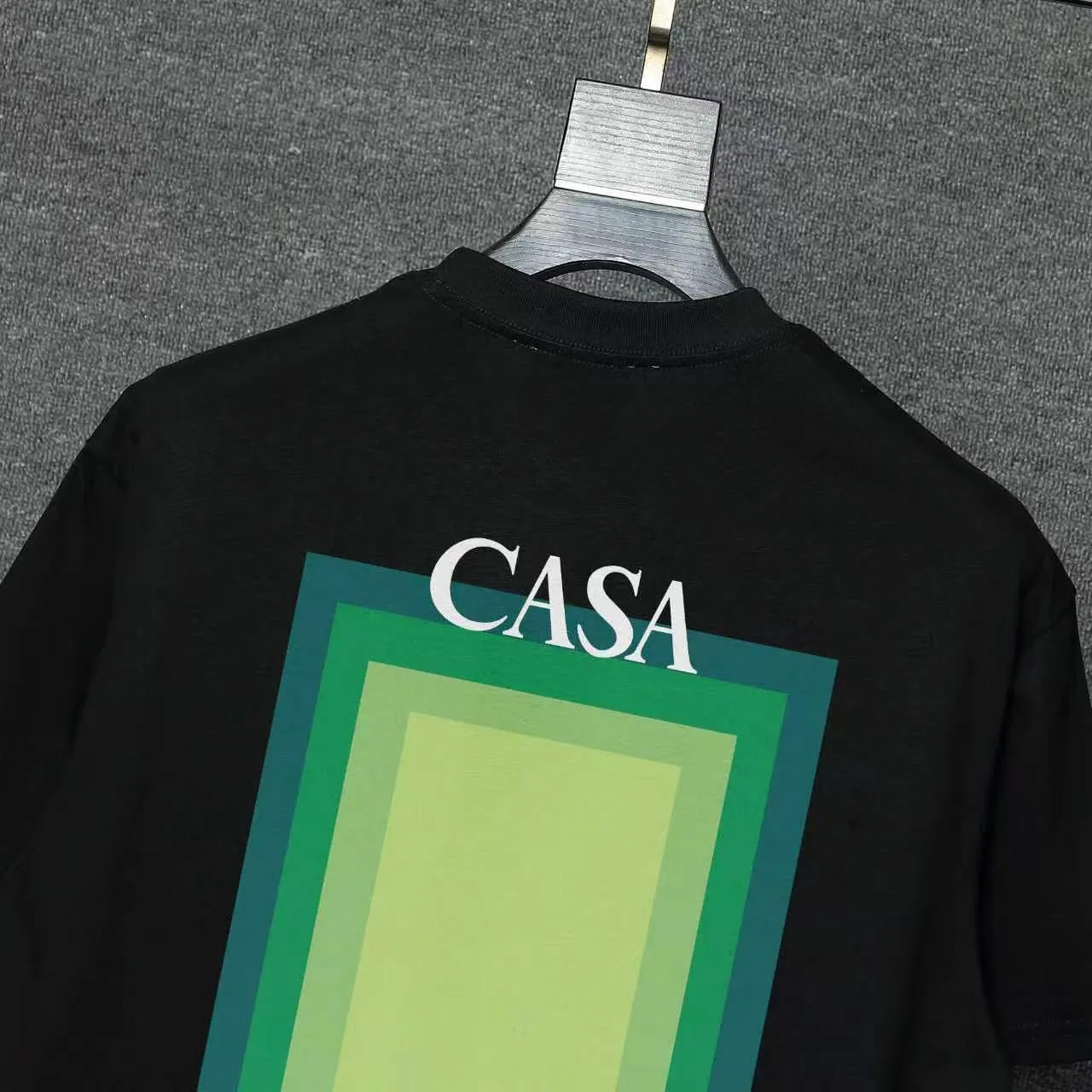 26ss CASABLANCA original printing process short-sleeved T-shirt original development using high-density double yarn pure cotton fabric upper body soft and comfortable color Black White Dark Green color Orange Pink Blue Royal Blue color cigarette powder 8 colors Sizes S M L XL